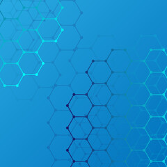 Background vector concept hexagons chemistry blue abstract