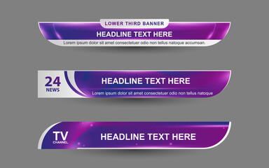 Wall Mural - set collection vector of broadcast news lower thirds template layout design banner for bar headline 