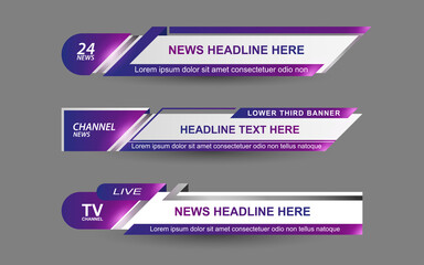 Wall Mural - set collection vector of broadcast news lower thirds template layout design banner for bar headline 
