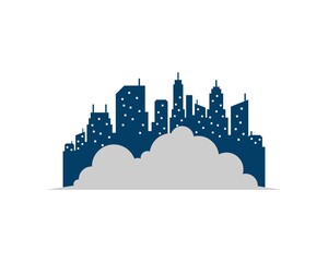 Wall Mural - Simple cloud with city building in the behind