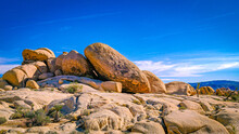 Beautiful View Of Big Boulders And Rock Formations In Joshua Tree National Park, California