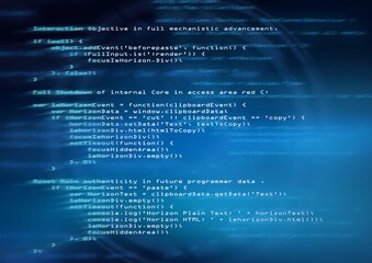composition of data processing and programming over scope on blue background
