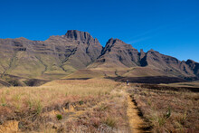 Hiking  With Friends En Route To Champagne Castle Peak , Drakensberg , South Africa