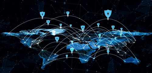 Poster - cyber security technology and online data protection in innovative perception . concept of technolog