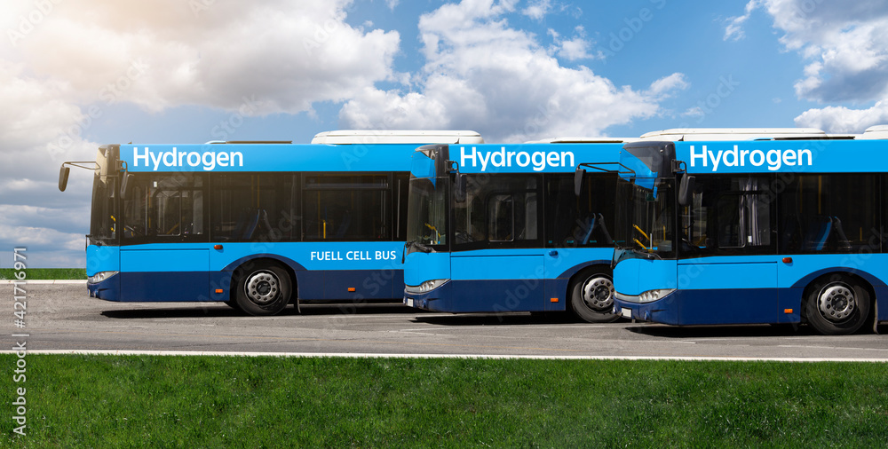 A hydrogen fuel cell buses concept	 - obrazy, fototapety, plakaty 