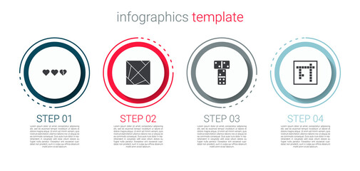 Poster - Set Hearts for game, Rubik cube, Domino and Bingo. Business infographic template. Vector