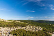Karkonosze mountains scenery from hiking trail bellow Szrenica hill summit in Poland near borders with Czech republic