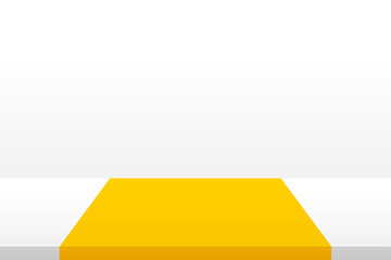 Wall Mural - studio background with yellow platform for product display