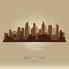 Wall Mural - Gold Coast Australia city skyline vector silhouette