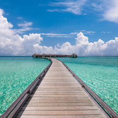 Poster - Beautiful beach with water bungalows