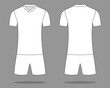 © Sansom - Blank White Football Uniform Template on Gray Background. Front and Back View, Vector File.