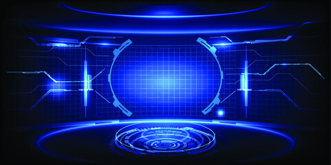 Hi tech digital showcase futuristic layout stage.Modern digital high end concepts.Vector illustration.