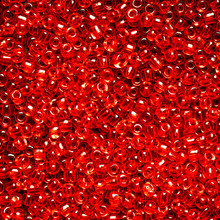 Background Of Red Glass Beads.