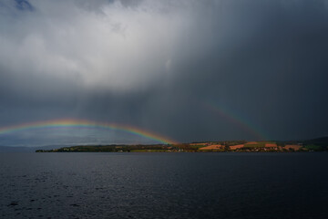 Wall Mural - Rainbow by Lake Mjøsa.