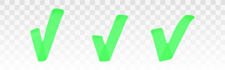 Aufkleber - Green highlighter check mark set isolated on transparent background. Marker pen highlight underline strokes. Vector hand drawn graphic stylish element