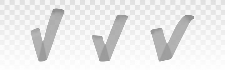 Aufkleber - Grey highlighter check mark set isolated on transparent background. Marker pen highlight underline strokes. Vector hand drawn graphic stylish element