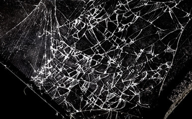 Broken black glass as background.