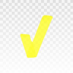 Aufkleber - Yellow highlighter check mark isolated on transparent background. Marker pen highlight underline stroke. Vector hand drawn graphic stylish element