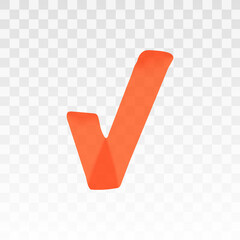 Aufkleber - Orange highlighter check mark isolated on transparent background. Marker pen highlight underline stroke. Vector hand drawn graphic stylish element