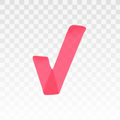 Aufkleber - Red highlighter check mark isolated on transparent background. Marker pen highlight underline stroke. Vector hand drawn graphic stylish element