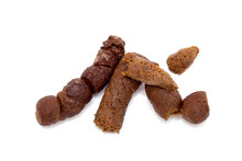Poop, Cat Excrement With Clipping Path Isolated On White Background.