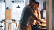 © Gorodenkoff - Happy Gay Couple Cooking Together in the Kitchen. Two Boyfriends in Love Spending Time Together. Boys Preparing Delicious Meal, Talk, Laugh and Have Fun. Authentically Tender Young Family Moment