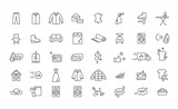 Fototapeta  - Laundry wash and clean service thin icons vector set