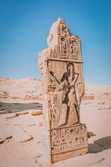 Ruins of the Egyptian temple of Ramesseum, the funeral temple of Pharaoh Ramses II XIII century BC , near the modern city of Luxor