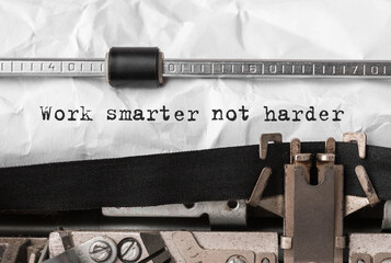 Poster - text work smarter not harder typed on retro typewriter