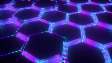 Aufkleber - 3d rendering of abstract glowing background. Computer generated neon hexagonal