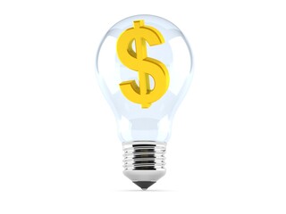 Poster - Dollar currency inside light bulb