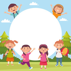 Sticker - kids outdoor scene