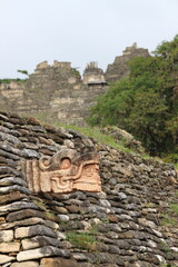 Wall Mural - Mayan statue in the ball court of Tonina, Mexico