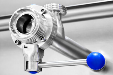 Poster - Stainless steel pipes in the factory. Construction on food production, Abstract industry background.