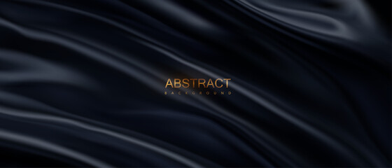 Wall Mural - black wavy fabric.