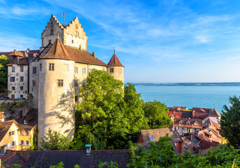 Wall Mural - Landscape of Lake Constance with old castle, Meersburg, Germany
