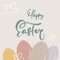 Wall Mural - Happy Easter greeting card with holiday eggs