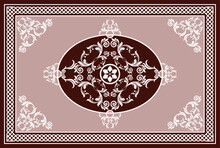 Decorative Baroque Pattern For Kilim Rug, Carpet. Rug, Runner, Mats, Textile Design. Geometric Floral Background. EPS10 Illustration.	