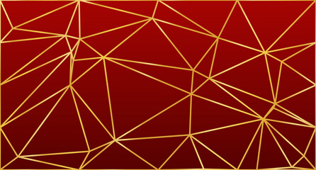 Poster - Abstract low poly with gold lines background illustration. Low poly banner with triangle shapes. Triangles mosaic. Vector illustration