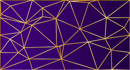 Poster - Abstract low poly with gold lines background illustration. Low poly banner with triangle shapes. Triangles mosaic. Vector illustration