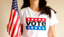 Girl Wearing Vote White T-shirt