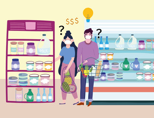 Sticker - couple grocery shop