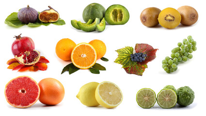 Wall Mural - Southern fruits set isolated on white