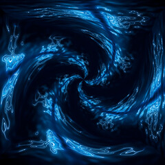 Canvas Print - water aqua tunnel. underwater corridor, blue neon waves, water streaks. blue neon dark abstraction. 