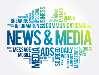 News and Media word cloud collage, social concept background