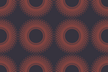 Wall Mural - seamless, abstract background pattern made with repetitive lines forming circular geometric shapes, 