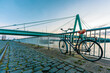 Old bicycle on the Rhine promenade in Cologne, Germany.