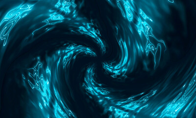 Canvas Print - water aqua tunnel. underwater corridor, blue neon waves, water streaks. blue neon dark abstraction. 
