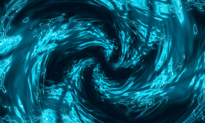 Canvas Print - water aqua tunnel. underwater corridor, blue neon waves, water streaks. blue neon dark abstraction. 