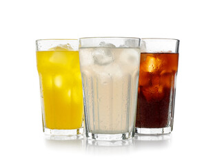 Canvas Print - Delicious refreshing drinks in glasses on white background